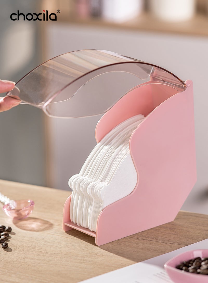 choxila 1pc Pink Coffee Filter Holder, Coffee Filter Storage with Dustproof Cover, Coffee Filter Paper Dispenser Rack, Coffee Filter Box for Coffee Shop, Home, Office, Capacity of 200 pcs V60 and Cone Coffee Filters - Image 3