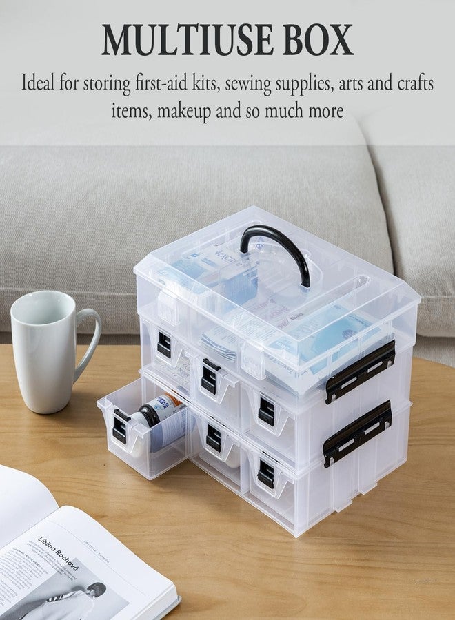 MyGift 11 Inch Clear Arts and Crafts Sewing Supplies Storage Organizer Case with Black Accents, 24 Customizable Compartments, and 6 Drawers with Removable Dividers - Image 4
