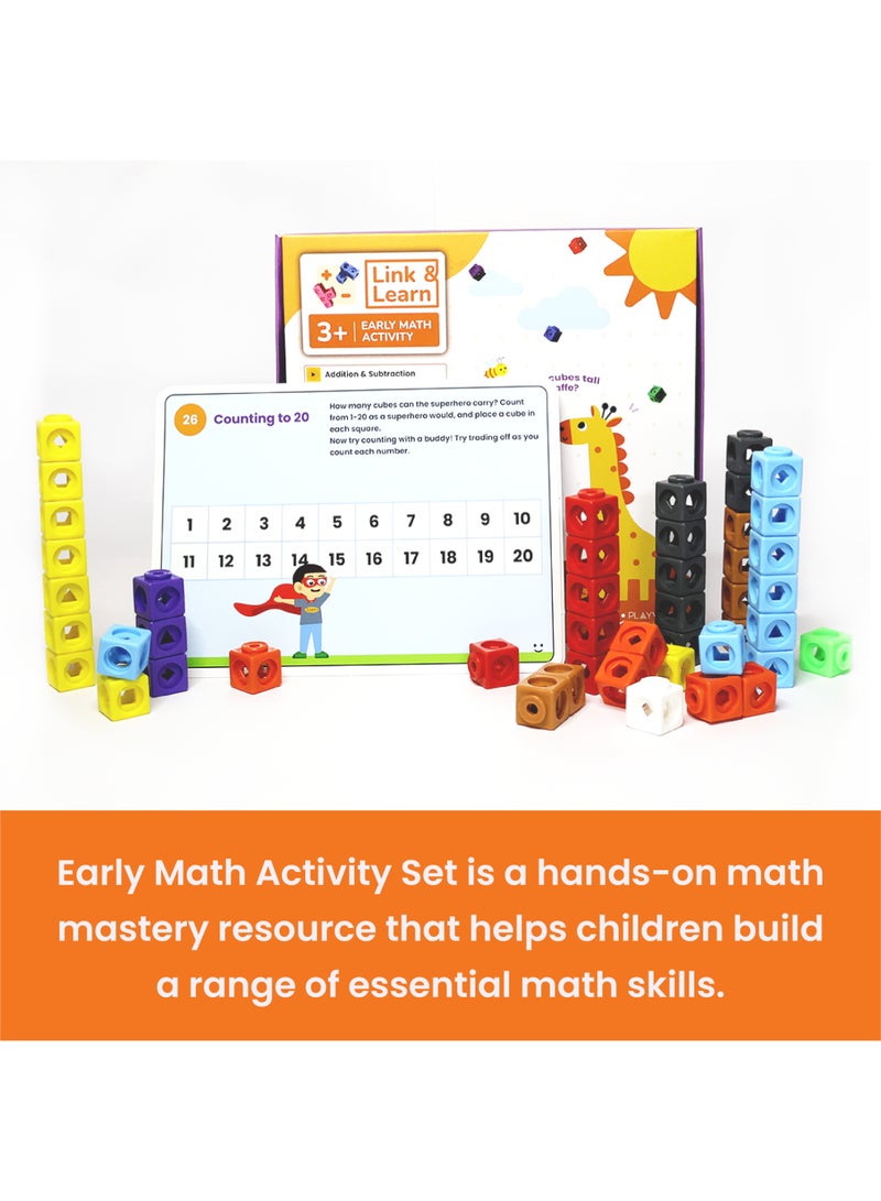 PlayVerse Toys PlayVerse Link & Learn Early Math Cubes, Number Blocks for Kids, 100 Multicolour Cubes, 30 Math Activities, Ages 3+ Boys/Girls, Math Activity Toy, Improves STEM & Fine Motor Skills - Image 2