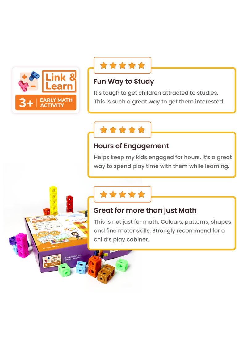 PlayVerse Toys PlayVerse Link & Learn Early Math Cubes, Number Blocks for Kids, 100 Multicolour Cubes, 30 Math Activities, Ages 3+ Boys/Girls, Math Activity Toy, Improves STEM & Fine Motor Skills - Image 4