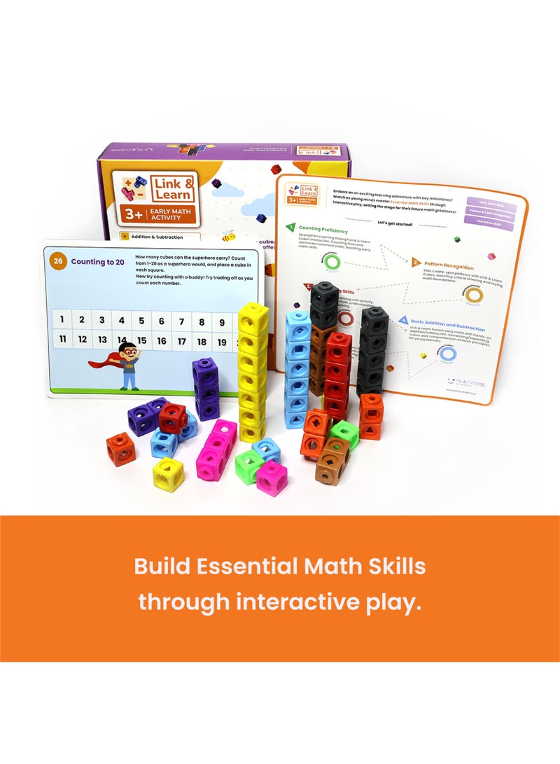 PlayVerse Toys PlayVerse Link & Learn Early Math Cubes, Number Blocks for Kids, 100 Multicolour Cubes, 30 Math Activities, Ages 3+ Boys/Girls, Math Activity Toy, Improves STEM & Fine Motor Skills - Image 5