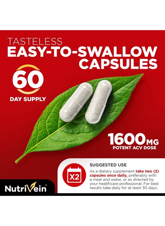 Nutrivein Nutrivein Premium Apple Cider Vinegar Supplements with Mother - 1600 mg - 120 Apple Cider Vinegar Capsules: ACV Pills for Digestion, Keto, Cleansing, and Balanced Nutrition - Image 5