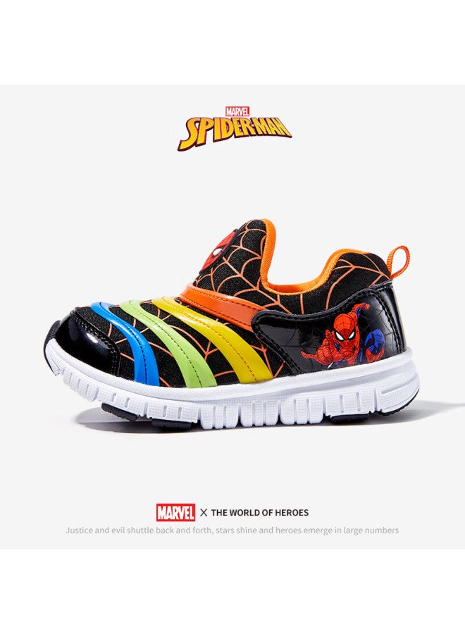Disney Boys' Spring And Autumn Caterpillar Shoes Marvel Spider-man Slip-on Sneakers Dm1052s Black Orange Size 30