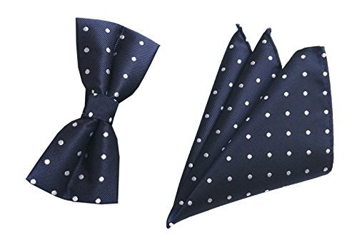 Ctskyte Men BOY Navy Blue Bow Tie Set Work White Polka Dots Fun Celebration Dress Bowtie - Image 4