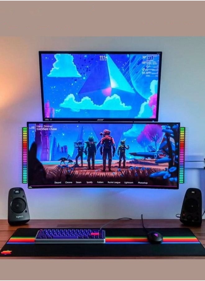 Improved D09 RGB Sound Control Pickup Rhythm Light with LED Music Level Display, 32-bit Music Level Display, and App Control. Suitable for Car, Desktop, and Entertainment.