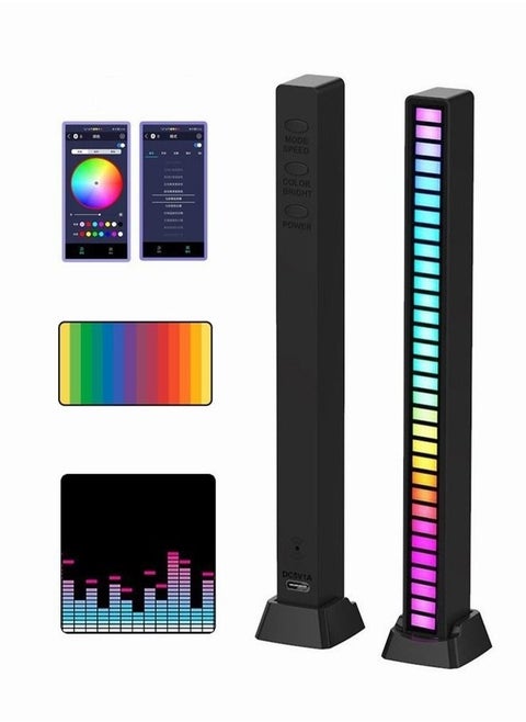 Improved D09 RGB Sound Control Pickup Rhythm Light with LED Music Level Display, 32-bit Music Level Display, and App Control. Suitable for Car, Desktop, and Entertainment.