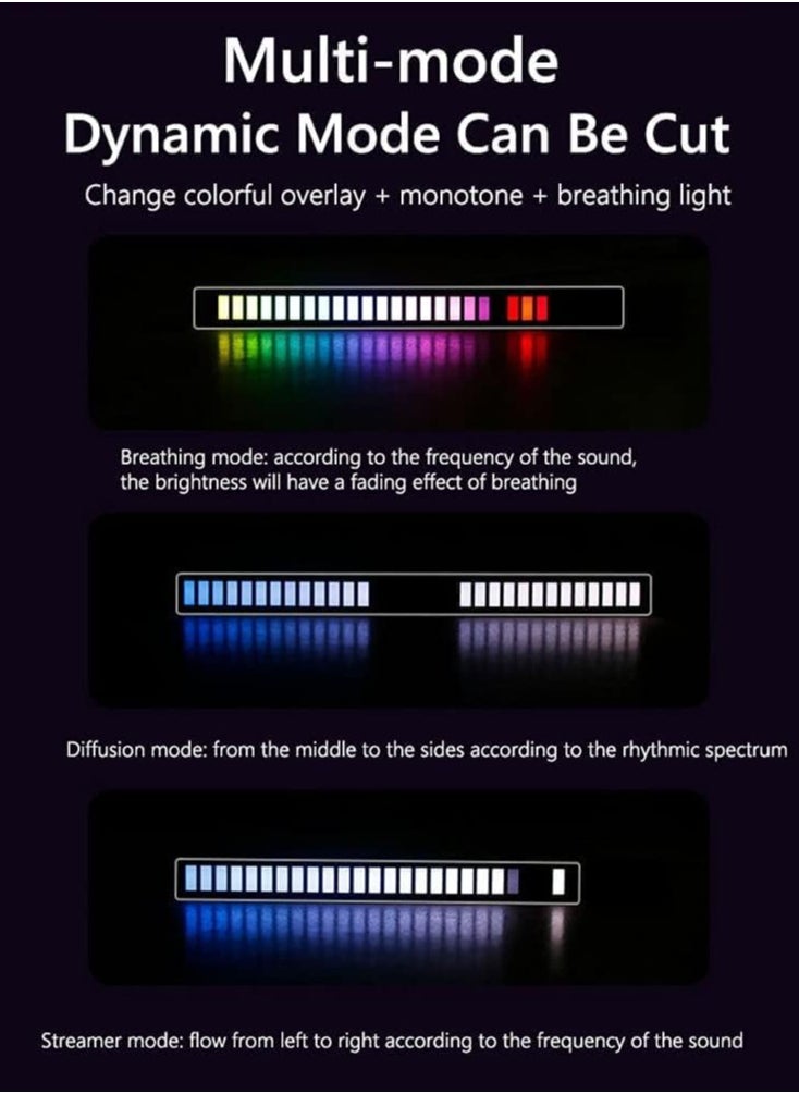 Improved D09 RGB Sound Control Pickup Rhythm Light with LED Music Level Display, 32-bit Music Level Display, and App Control. Suitable for Car, Desktop, and Entertainment.