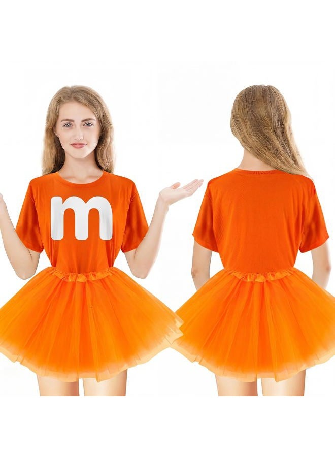 FONYFA Letter M Halloween Costume T-Shirt Tutu Skirts T Shirt Team Group Costume Funny for Halloween Christmas Party Costume, Red, Small - Image 2