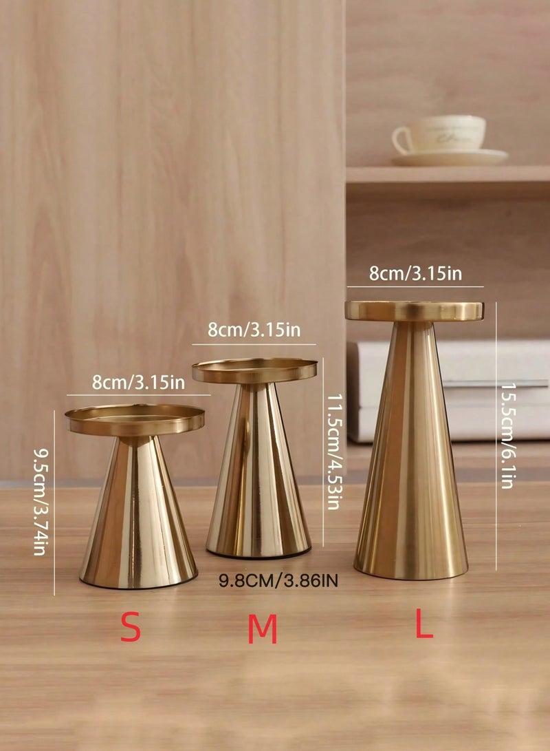 دائرة مربعة طقم حامل شموع مطلي بالنحاس 3 قطع – ديكور منزلي أنيق للمناسبات، طاولة رمضان، هدية عيد الأم، للحفلات وتزيين طاولة الطعام، مناسب للمنازل والمطاعم الراقية - Image 5