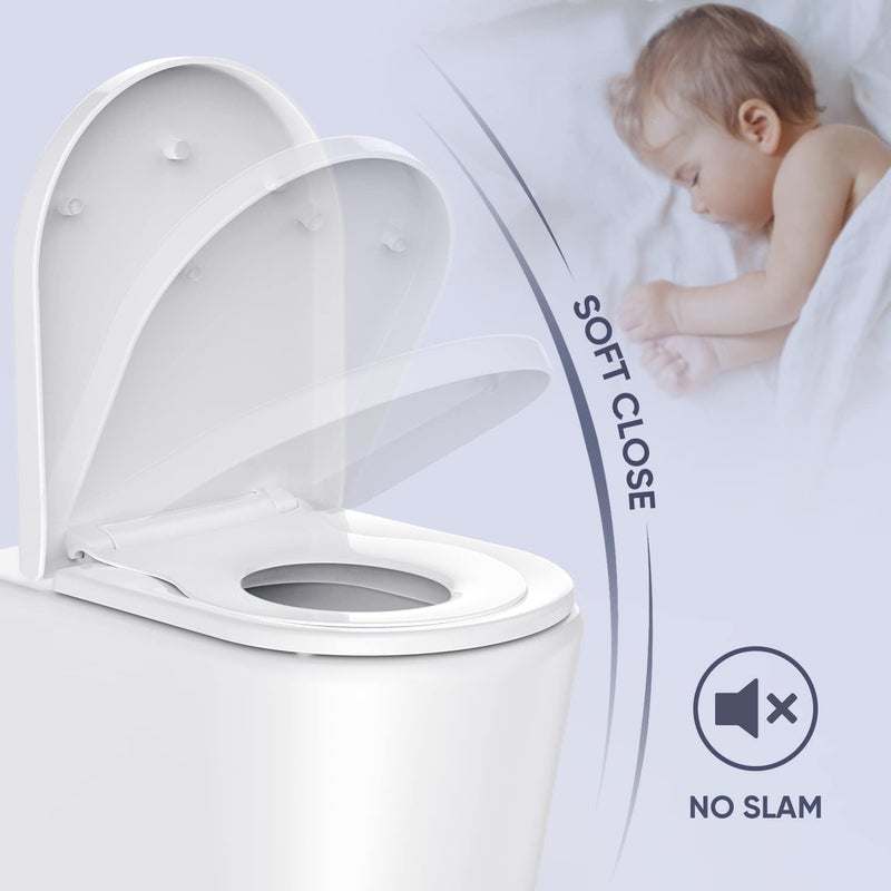 Excefore 2-in-1 Elongated Toilet Seat with Built-in Child Seat - Soft Close & Quick Release Function - Image 3