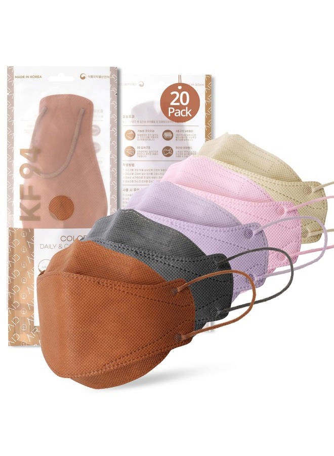 AIRAID KF94 [Individually Wrapped] - Made in Korea, 3D Multicolor Packs, Face Protective Mask, Adult and Older Teens (Multicolor-20P) - Image 1