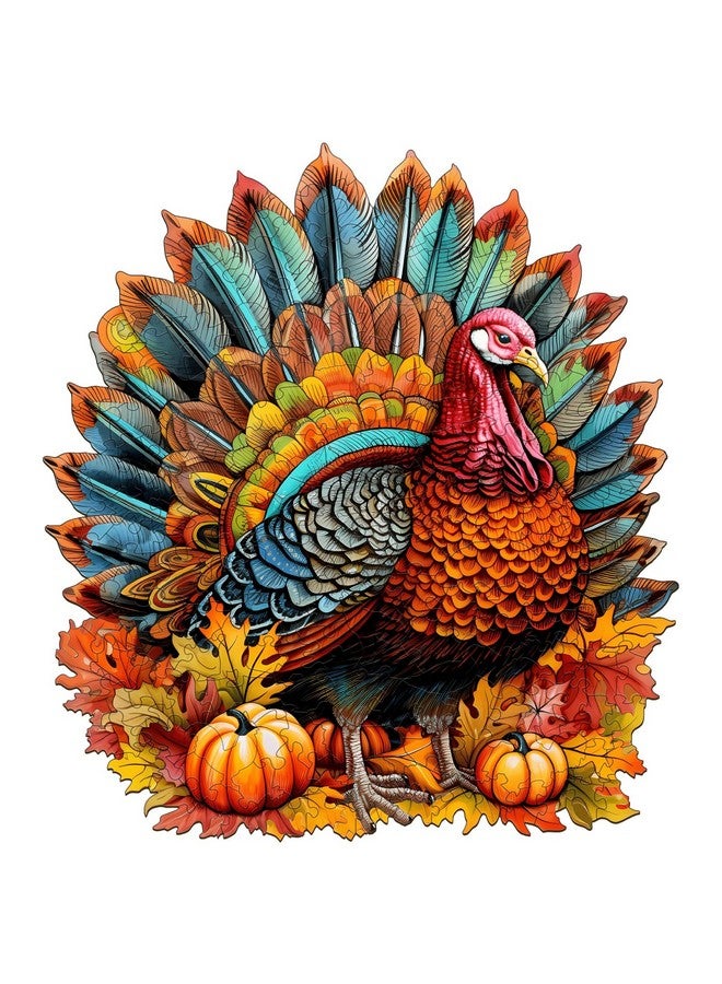 Woodbests Wooden Puzzle For Adults, Colorful Turkey Puzzle (L, 270Pcs, 13.3"X12.1") Beautiful Wooden Box, Wooden Jigsaw Puzzles Unique Shape, Thanksgiving Gifts For Adults And Kids Family Game - Image 1