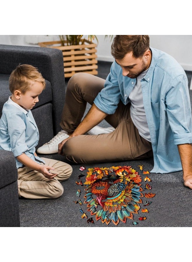 Woodbests Wooden Puzzle For Adults, Colorful Turkey Puzzle (L, 270Pcs, 13.3"X12.1") Beautiful Wooden Box, Wooden Jigsaw Puzzles Unique Shape, Thanksgiving Gifts For Adults And Kids Family Game - Image 4