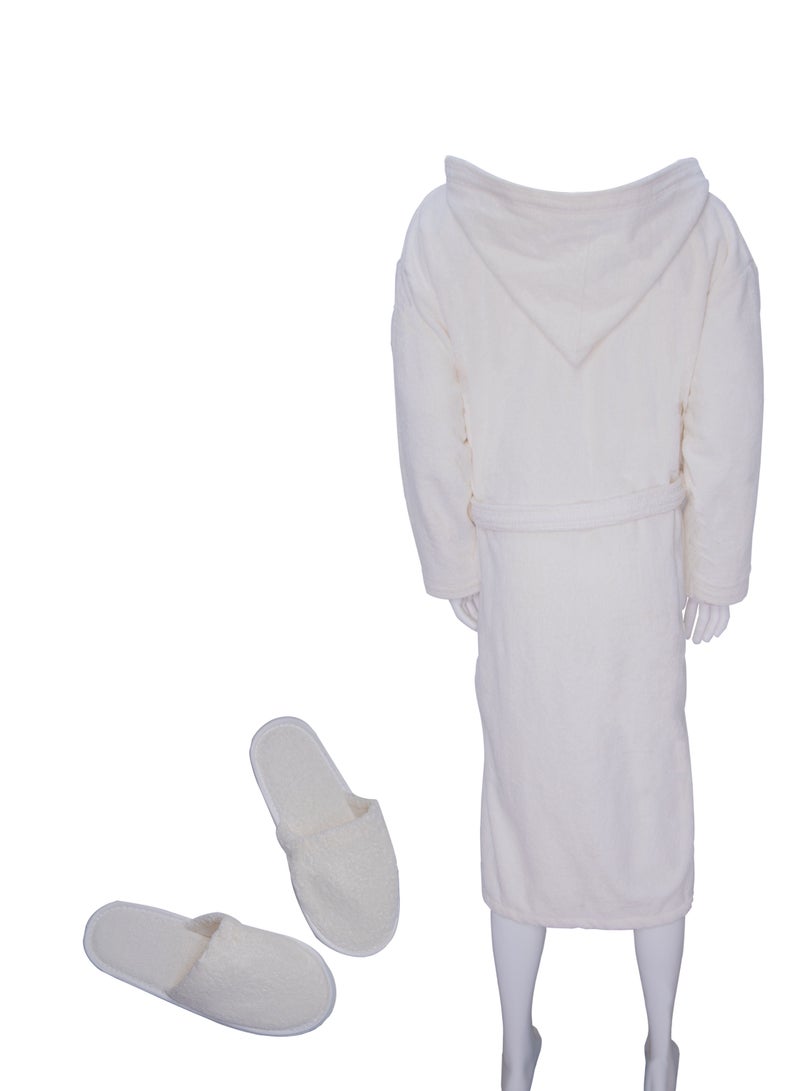 Banotex Soft cotton bathrobe with a pocket and a distinctive waist belt, in an elegant design, white color  - Image 2