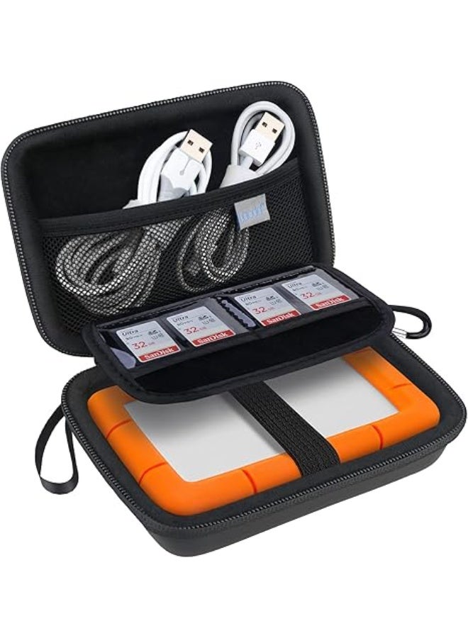 شنطة حمل للقرص الصلب لاسي المتين/ الصغير بمفنذ ثاندر بولت وUSB نوع C وهارد HDD المحمول الخارجي LAC9000298 بسعة 1 و2 و4 و5 تيرابايت ، شنطة تخزين واقية مضادة للصدمات من مادة ايفا للسفر، أسود - Image 1