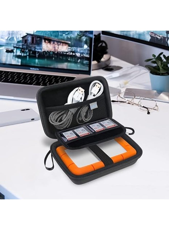 شنطة حمل للقرص الصلب لاسي المتين/ الصغير بمفنذ ثاندر بولت وUSB نوع C وهارد HDD المحمول الخارجي LAC9000298 بسعة 1 و2 و4 و5 تيرابايت ، شنطة تخزين واقية مضادة للصدمات من مادة ايفا للسفر، أسود - Image 4