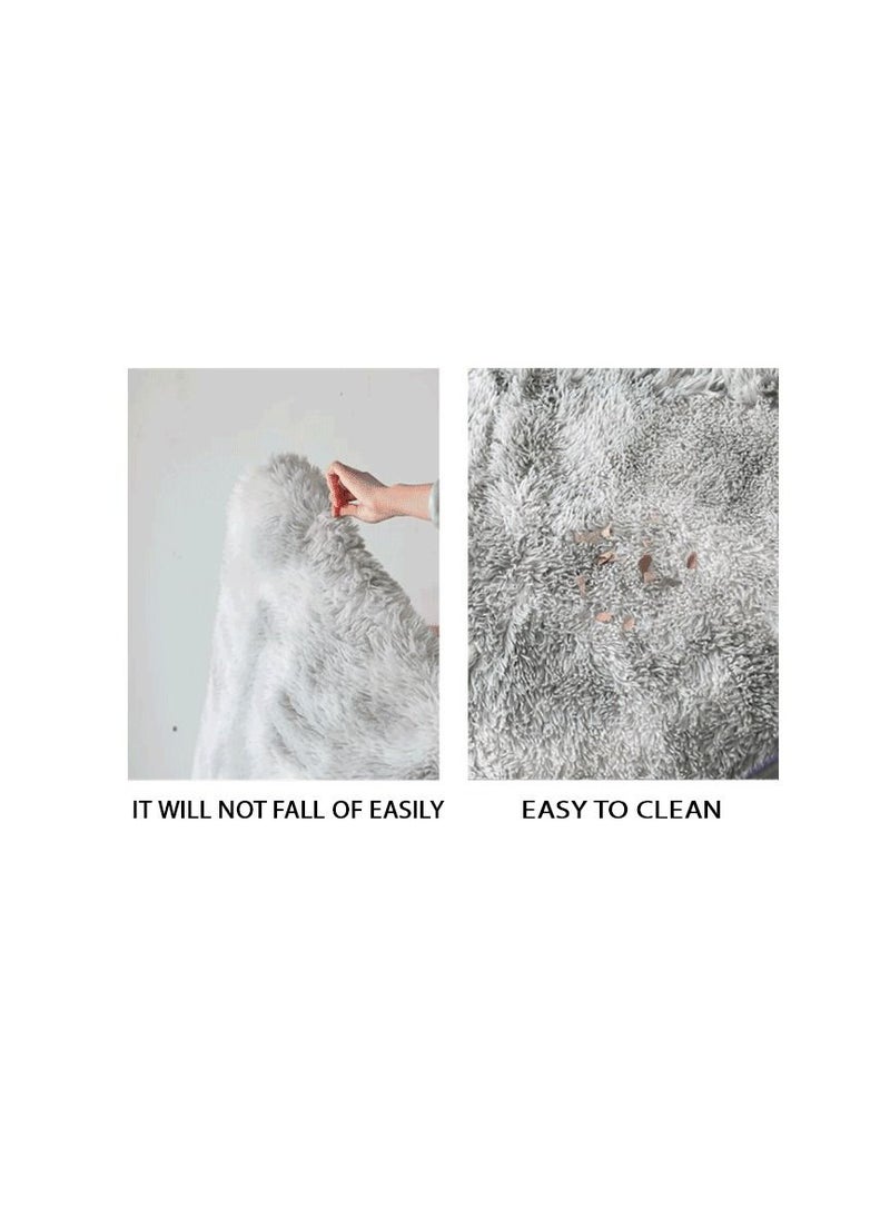 Modern Wool Fluffy Floor Mat Carpet with Anti slip High Pile Bottom with Upgraded Foam (Size 120×160CM), Rectangle