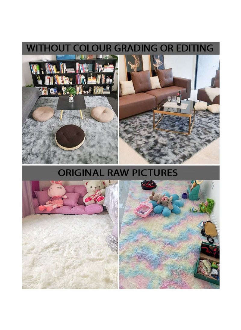 Modern Wool Fluffy Floor Mat Carpet with Anti slip High Pile Bottom with Upgraded Foam (Size 120×160CM), Rectangle