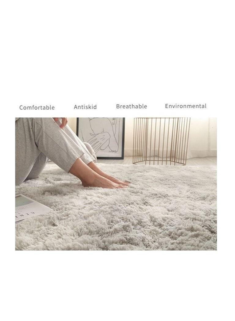 Modern Wool Fluffy Floor Mat Carpet with Anti slip High Pile Bottom with Upgraded Foam (Size 120×160CM), Rectangle