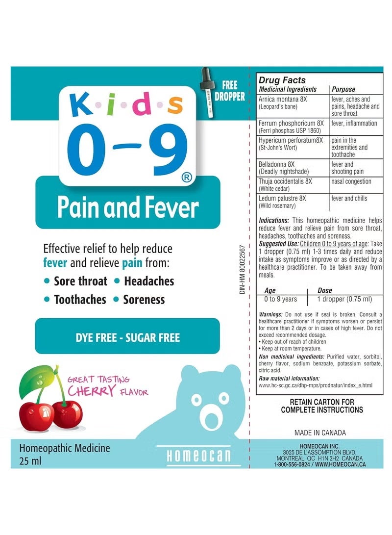 Kids Generic Kids 0-9 Homeopath Pain & Fever -25Ml - Image 3
