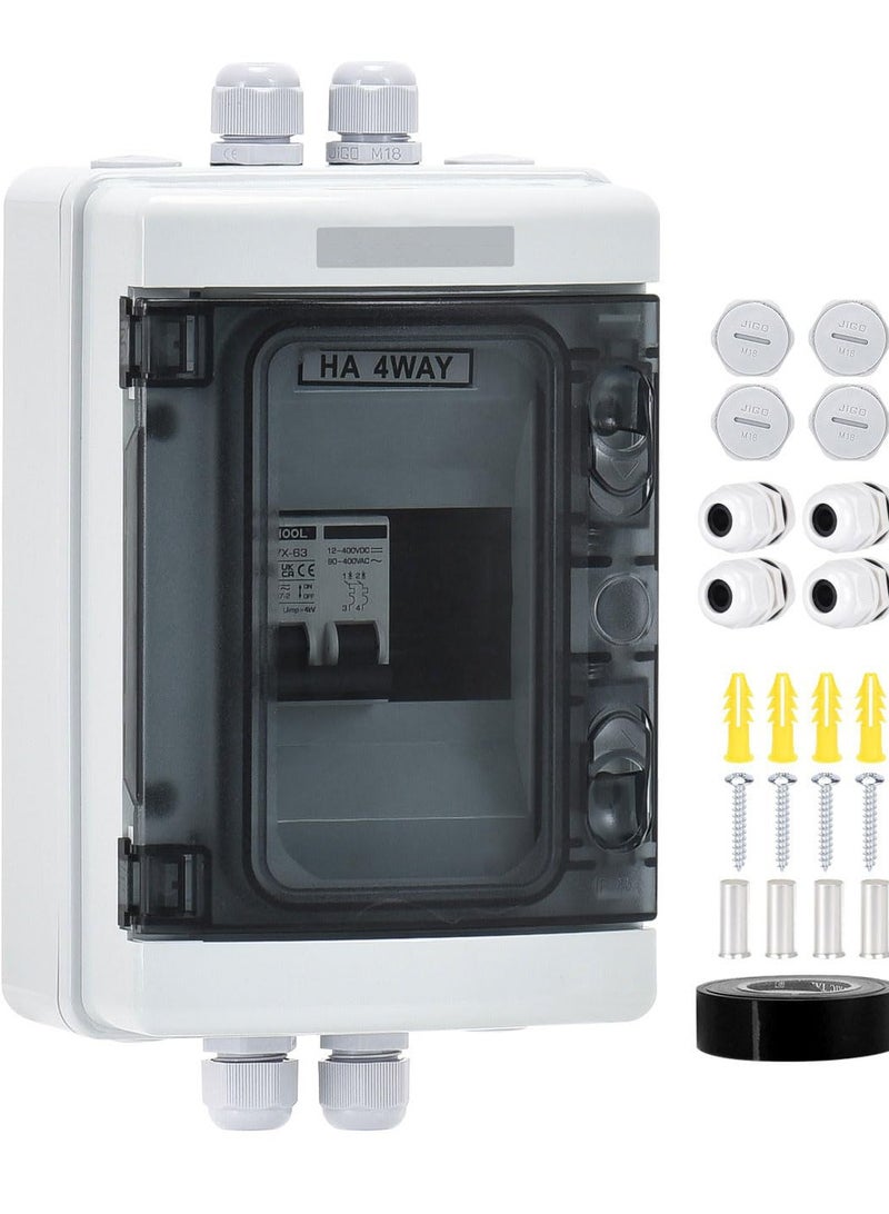 Outdoor Breaker Box with 15 Amp Miniature Circuit Breaker, DIN Rail Enclosure, Solar Disconnect Switch - Image 1