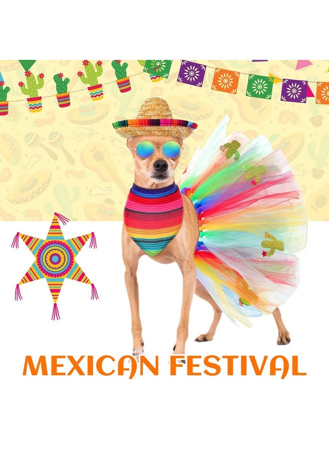 JaGely 4 Pieces Pet Mexican Costume Dog Outfit Accessories Includes Mexican Cinco De Mayo Pet Sombrero Hat, Triangle Dog Bandana Glasses and Tulle Tutu Skirt for Medium Large Pets Mexican Costume - Image 4
