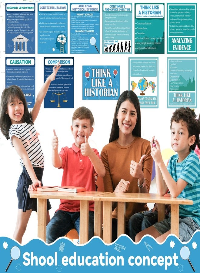 Justforjoyful ١٨ ملصقًا تاريخيًا لتزيين الفصول الدراسية، لوحة إعلانات للدراسات الاجتماعية، لوازم مدرسية، مطبوعات فنية جدارية "فكّر كالمؤرخ" للمرحلة المتوسطة والثانوية، المكتب، المنزل، ولوازم الفصول الدراسية - Image 4