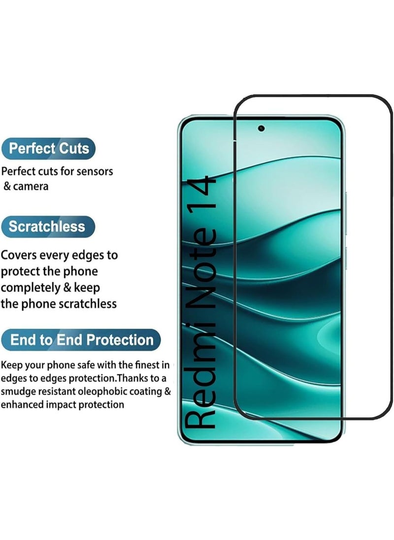 ماركة غير محددة - واقي شاشة زجاجي مقوى لهاتف Xiaomi redmi Note 14 (4G) بجودة عالية الوضوح، زجاج مقوى مضاد للخدش من الحافة إلى الحافة مع مجموعة تركيب سهلة (أسود) - Image 1