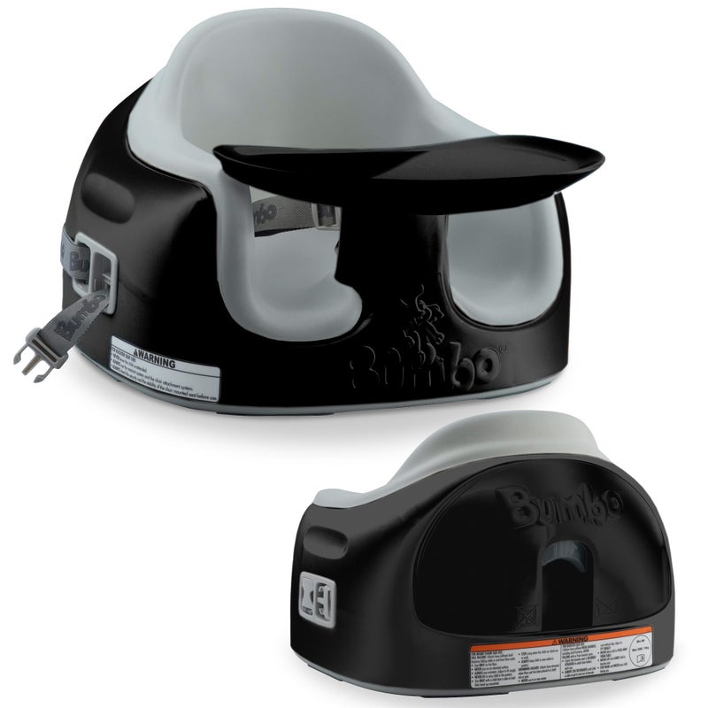 Bumbo 3in1 MultiSeat for 6 to 36 Months Travel Baby Feeding Play Floor Seat AllinOne Portable Booster with Tray Toddler High Chair BlackCool Grey