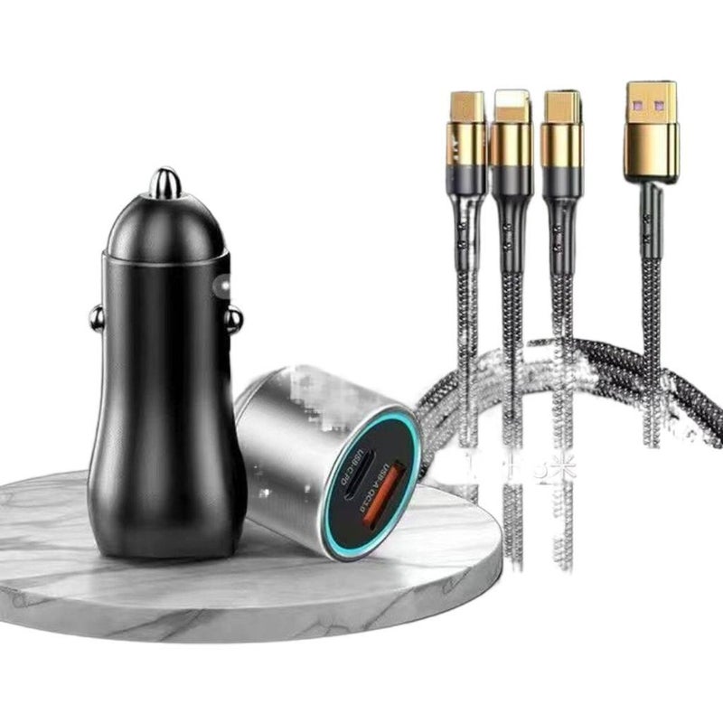 كابل شحن متعدد الرؤوس بقدرة 81W وبموصل USB-C وبطول 3 m لـ شحن الهاتف والتابلت ونقل البيانات واستخدام المحولات والإعداد المكتبي والحمل أثناء السفر - Image 1