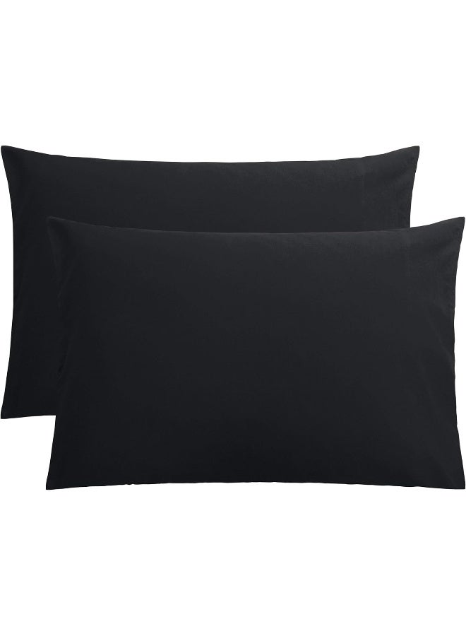 FLXXIE 2 Pack Microfiber Pillowcases, Envelope Closure, Ultra Soft and Premium Quality, 20" x 30" (Black, Queen) - Image 1