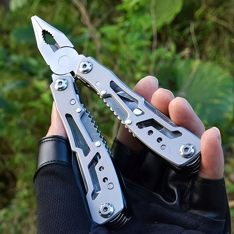 1 Set Multi Functional Folding Tool Pliers Portable EDC Tool Kit Black with Serrated Blades Bottle Opener Screwdriver and Tail Lock Pliers Durable Metal Construction Ideal for Men Suitable for Camping and Outdoor Use - Image 2