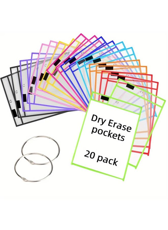 20 قطعة من جيوب المسح الجاف القابلة لإعادة الاستخدام بحجم كبير جدًا وأغطية بلاستيكية شفافة واقية للأوراق - Image 1