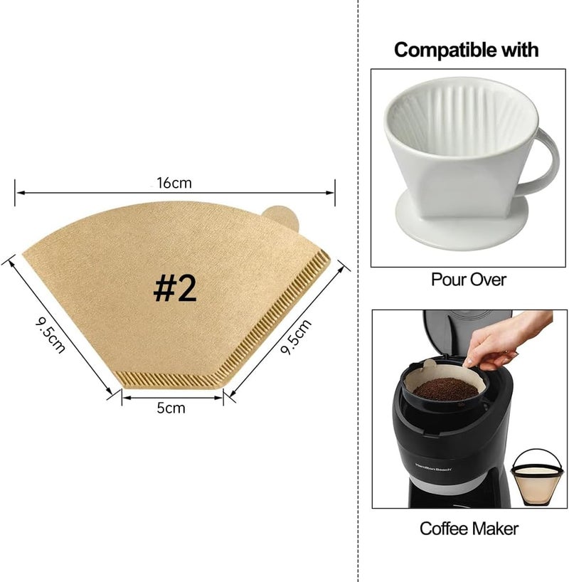 ECVV 100 Count Disposable Coffee Paper Filters 2-4 cups, Size #2 Coffee Filters Cone Unbleached Disposable Coffee Filters, Cone Paper Fits for Drip and Compatible with Pour Over Coffee Maker - Image 2