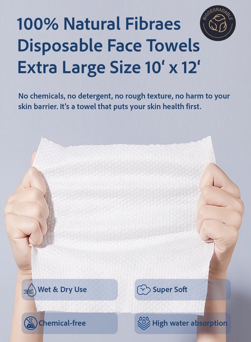 ديرمندور مناشف وجه للاستخدام مرة واحدة، حجم كبير جدًا، ألياف طبيعية 100%، فائقة النعومة، فائقة الامتصاص، للبشرة الحساسة والمعرضة لحب الشباب، قابلة للتحلل الحيوي بنسبة 100%، 50 قطعة - Image 4