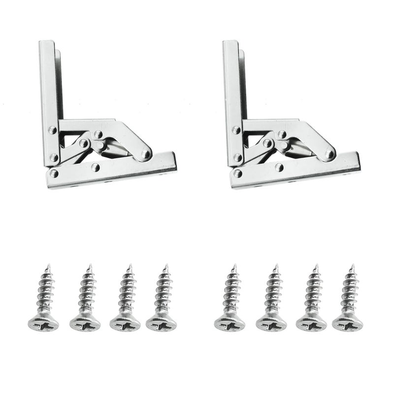 TAODAN 2PCS Cold Rolled Steel 90 Degree Folding Hinge Flush Conversion 180 Degree Countertop Support Concealed Hinge with Screws Suitable for Kitchen Cabinet Wardrobe Bookcase Door Connection - Image 2