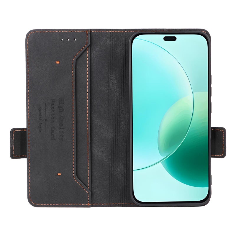 HuHa Case Cover For Honor 400 Lite Global Magnetic Clasp Flip Leather Phone Case(Black) - Image 4