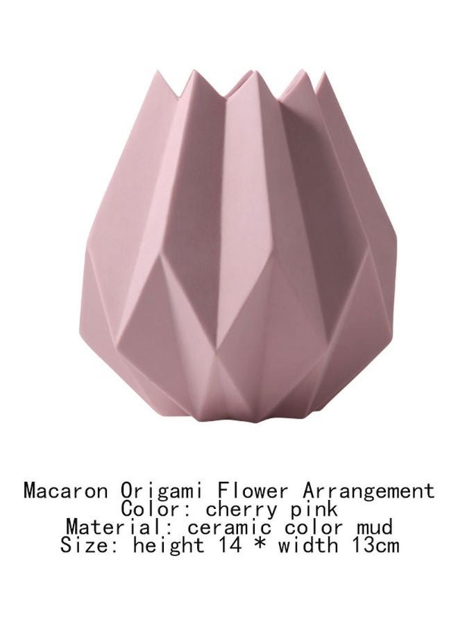 NIBEMINENT Decorative Flower Vase Cherry Pink 14x13cm - Image 2