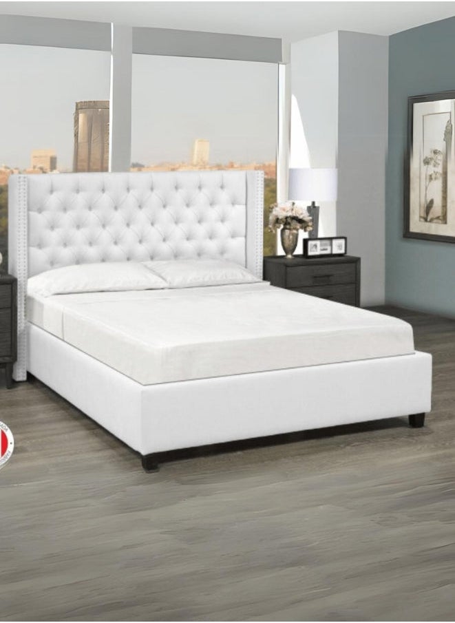 Bed and Mattress Zone Boswell California King Upholstered Bed 200x200 Super King Size White Color 