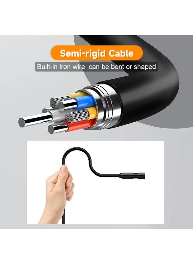 بلو فاير كاميرا فحص صناعية Endoscope Borescope بدقة HD 1080P مع شاشة IPS بحجم 4.3 بوصة – كاميرا ثعبانية مقاومة للماء IP68 بقطر 8 مم | 8 مصابيح LED قابلة للتعديل، كابل صلب مرن بطول 2م–100م | بطارية قابلة لإعادة الشحن 2600mAh | أداة فحص السيارات والأنابيب والصرف الصحي والجدران والآلات الصناعية - Image 5