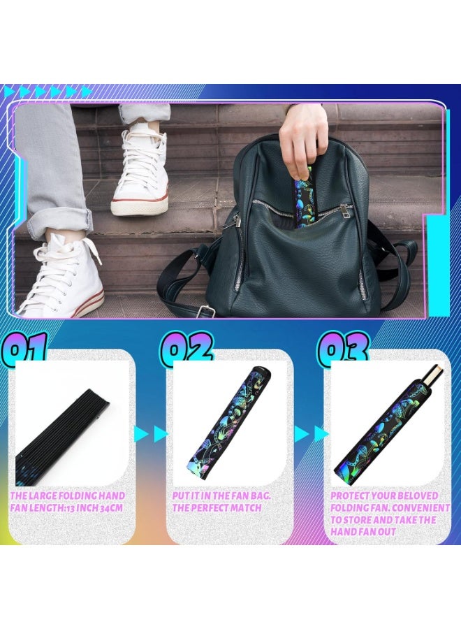 KASTWAVE Summer Rave Fan Holster Rave Fan Holder Folding Hand Fan Pouch Foldable Fan Sleeves with Waist Belt for Thigh Party - Mushroom Style  - Image 3