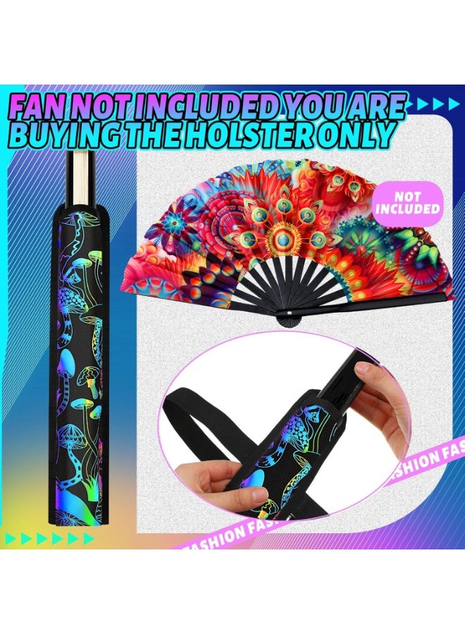 KASTWAVE Summer Rave Fan Holster Rave Fan Holder Folding Hand Fan Pouch Foldable Fan Sleeves with Waist Belt for Thigh Party - Mushroom Style  - Image 2
