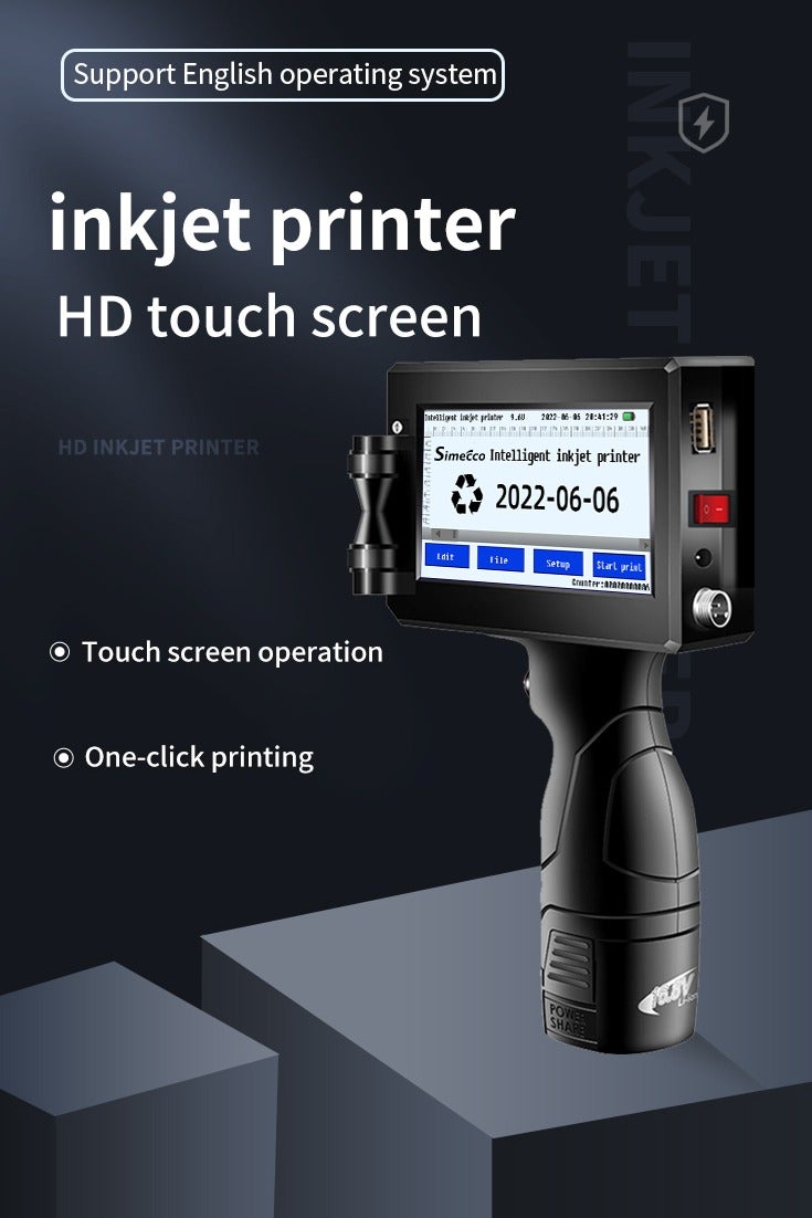 Handheld Inkjet Printer for Date Code, Logo, Barcode & QR Code Printing, 4.3" Color Touchscreen, High-Speed Processor, Fast Dry Ink Cartridge, Adjustable Print Height, 600DPI Precision, Battery Operated, Easy to Use for Business & Commercial Printing on Metal, Plastic, Wood, Glass, and More - Image 2