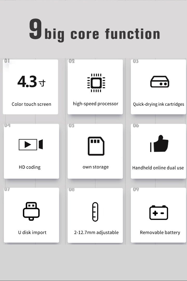 Handheld Inkjet Printer for Date Code, Logo, Barcode & QR Code Printing, 4.3" Color Touchscreen, High-Speed Processor, Fast Dry Ink Cartridge, Adjustable Print Height, 600DPI Precision, Battery Operated, Easy to Use for Business & Commercial Printing on Metal, Plastic, Wood, Glass, and More - Image 3