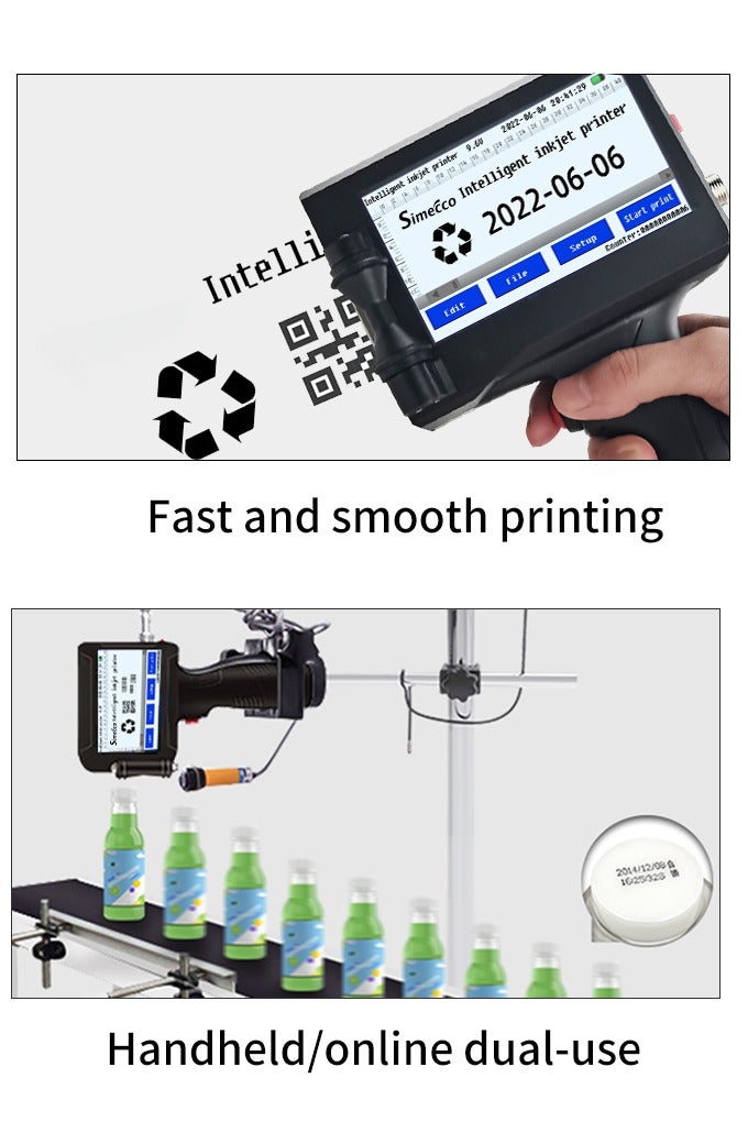 Handheld Inkjet Printer for Date Code, Logo, Barcode & QR Code Printing, 4.3" Color Touchscreen, High-Speed Processor, Fast Dry Ink Cartridge, Adjustable Print Height, 600DPI Precision, Battery Operated, Easy to Use for Business & Commercial Printing on Metal, Plastic, Wood, Glass, and More - Image 5