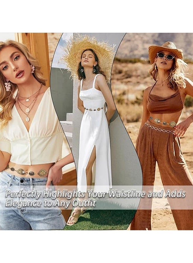 Gold Metal Concho Chain Belt for Women – Adjustable Boho Vintage Waist Chain - Image 3