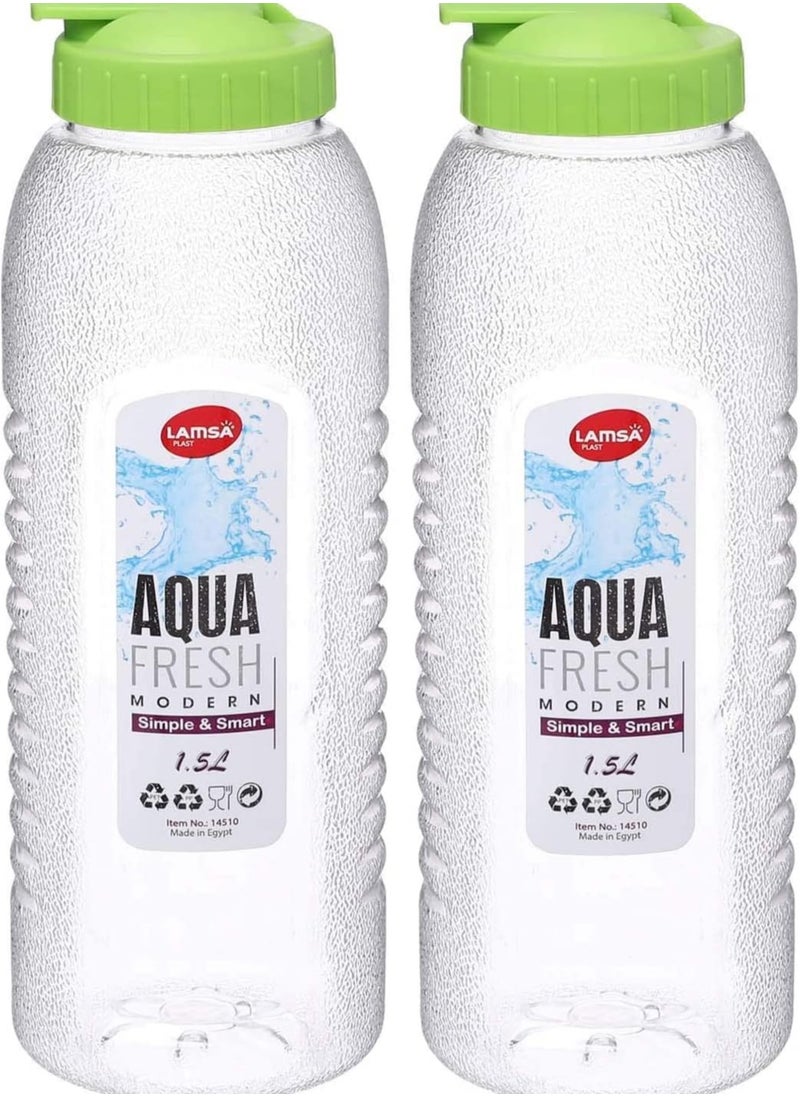 Lamsa Plast Set Of 2 Plastic Water Bottle - 1.5 L, Multi Color