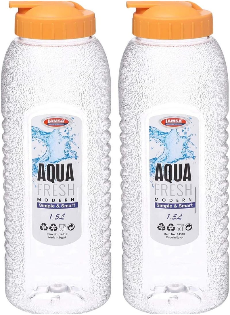 Lamsa Plast Set Of 2 Plastic Water Bottle - 1.5 L, Multi Color