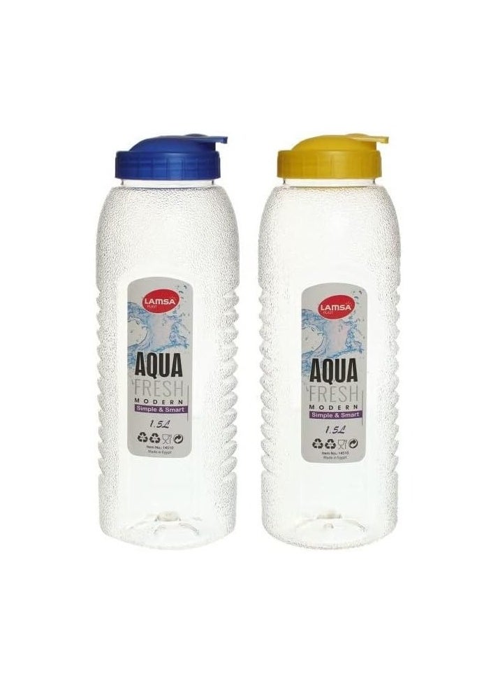 Lamsa Plast Set Of 2 Plastic Water Bottle - 1.5 L, Multi Color