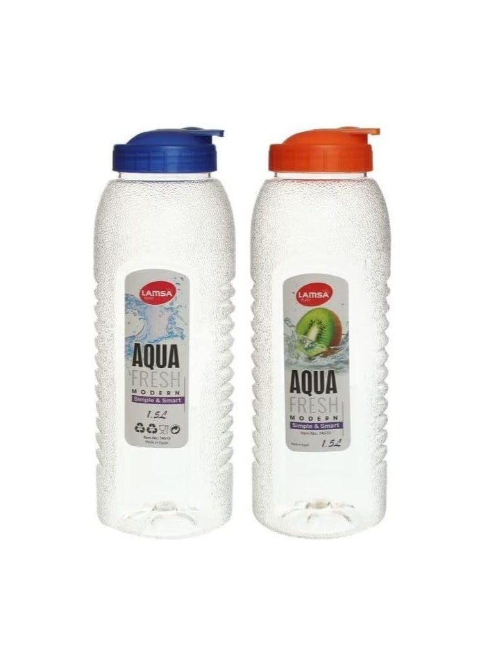Lamsa Plast Set Of 2 Plastic Water Bottle - 1.5 L, Multi Color